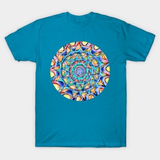 Color Star Mandala - V1 on Blue T-Shirt